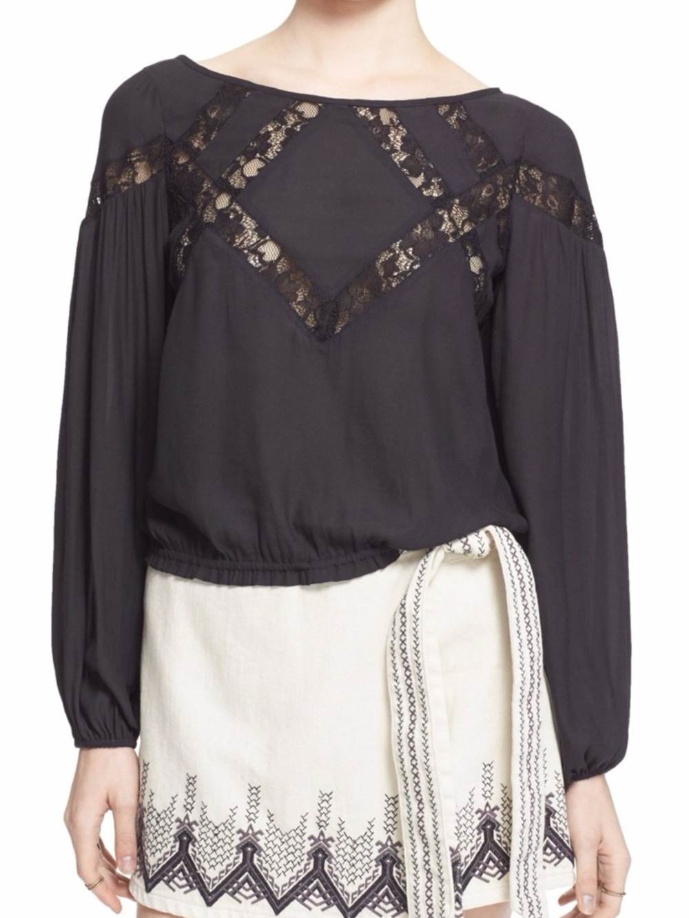 Free People Geometry Lessons Lace Blouse